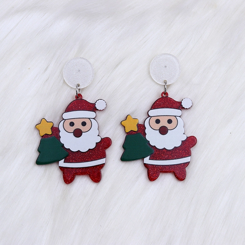 Wholesale Christmas Santa Claus Dwarf Christmas Tree Acrylic Earrings