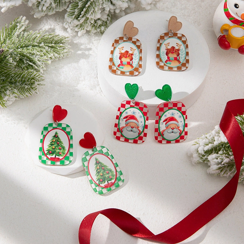 Wholesale Christmas Santa Elk Acrylic Earrings