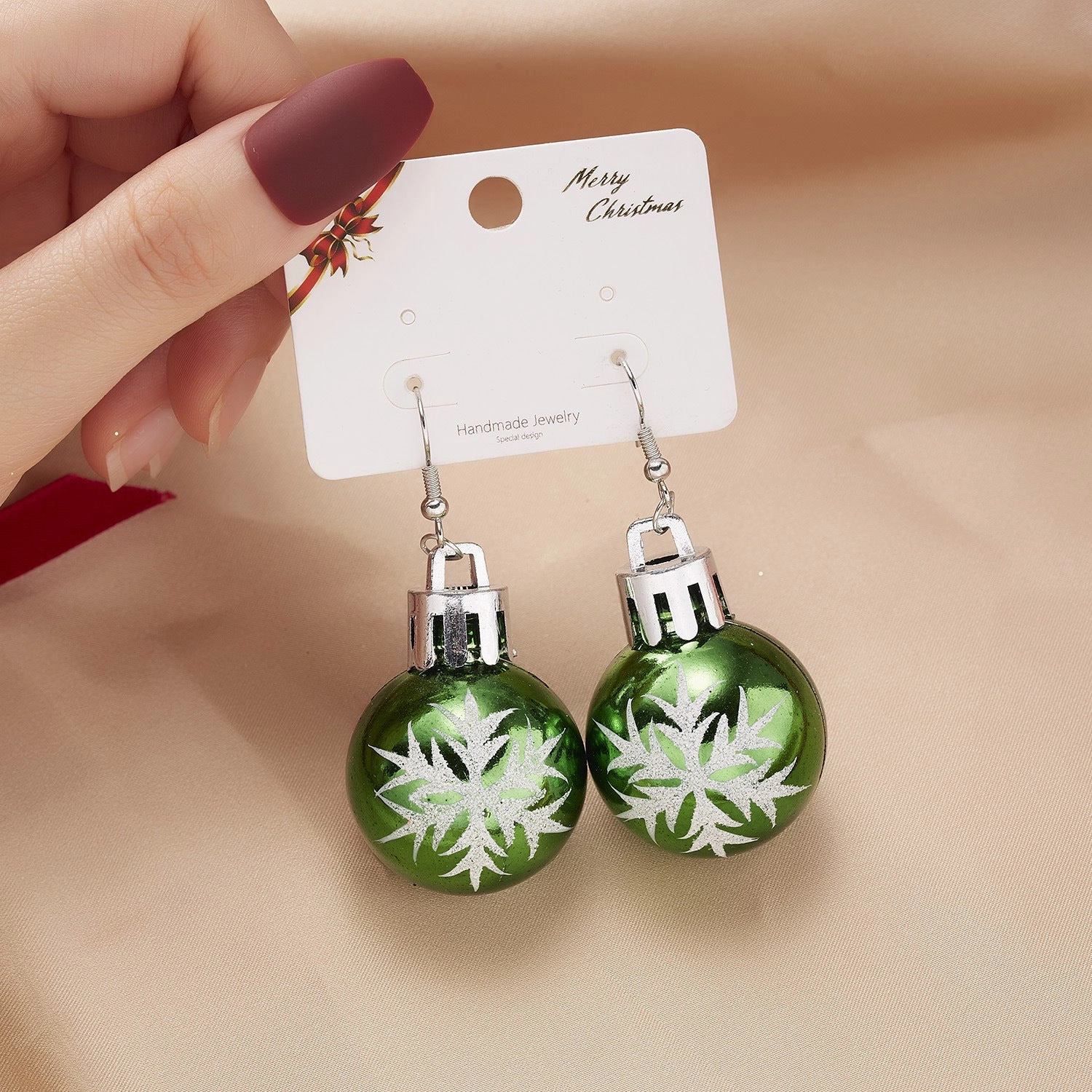 Wholesale Christmas Sequins Snowflake Resin Star Light Ball Earrings
