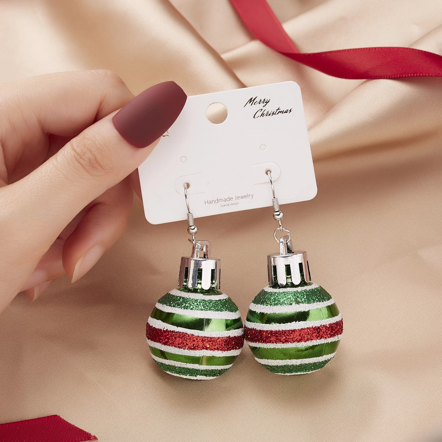 Wholesale Christmas Sequins Snowflake Resin Star Light Ball Earrings