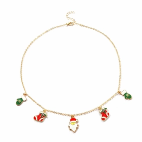 Wholesale Christmas Series Snowman Sock Pendant Necklace