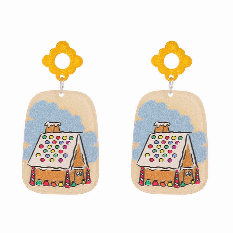 Wholesale Christmas Snowflake House Christmas Tree Gingerbread Man Acrylic Earrings