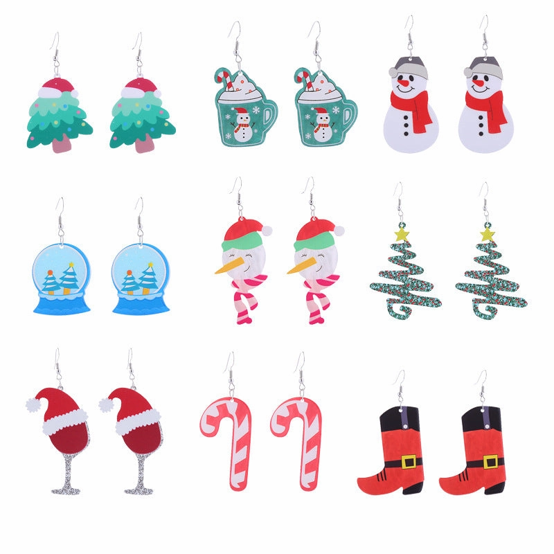 Wholesale Christmas Snowman Boots Christmas Tree Acrylic Earrings