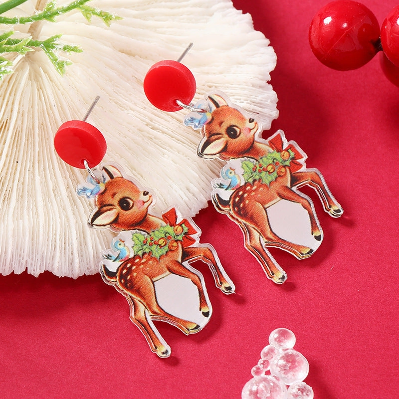 Wholesale Christmas Snowman Elk Acrylic Earrings