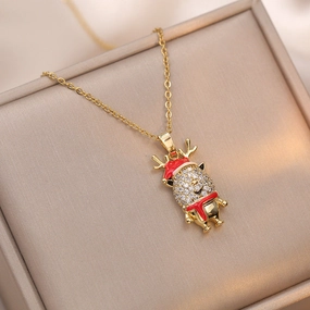 Wholesale Christmas Snowman Elk Antler Necklace