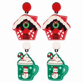 Wholesale Christmas Snowman House Cup Acrylic Earrings