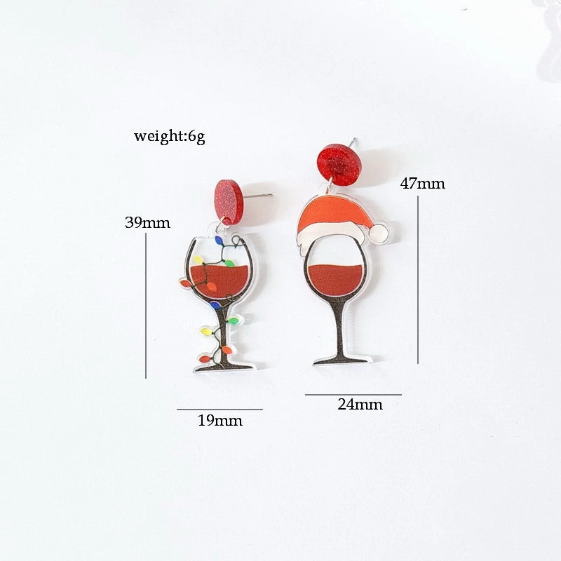 Wholesale Christmas Socks Sloth Gingerbread Man Wine Glass Acrylic Earrings