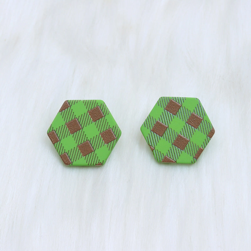 Wholesale Christmas Spray Painted Hexagonal Acrylic Earrings