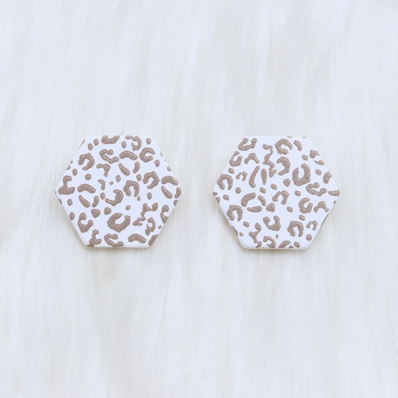 Wholesale Christmas Spray Painted Hexagonal Acrylic Earrings