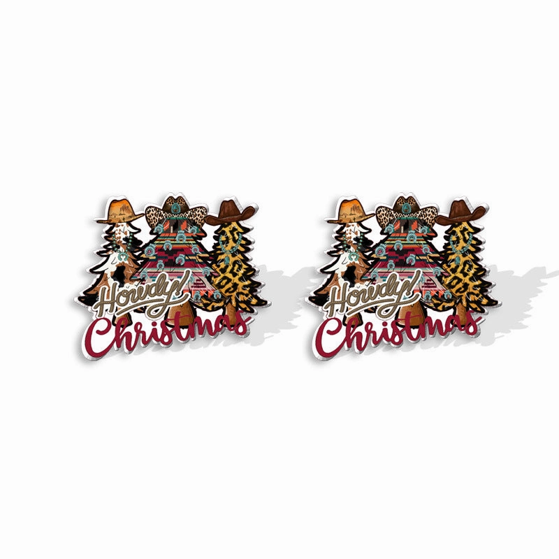 Wholesale Christmas Square Cake Christmas Tree Acrylic Earrings