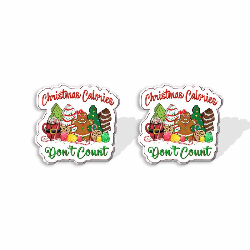 Wholesale Christmas Square Cake Christmas Tree Acrylic Earrings