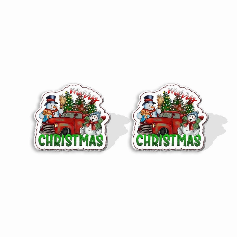 Wholesale Christmas Square Cake Christmas Tree Acrylic Earrings