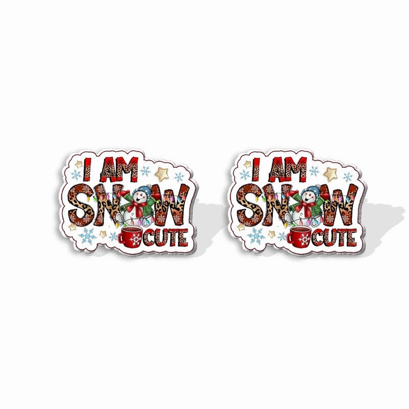 Wholesale Christmas Square Cake Christmas Tree Acrylic Earrings