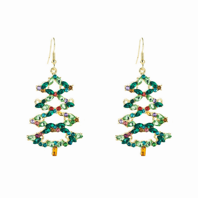Wholesale Christmas Tree Alabaster Alloy Earrings