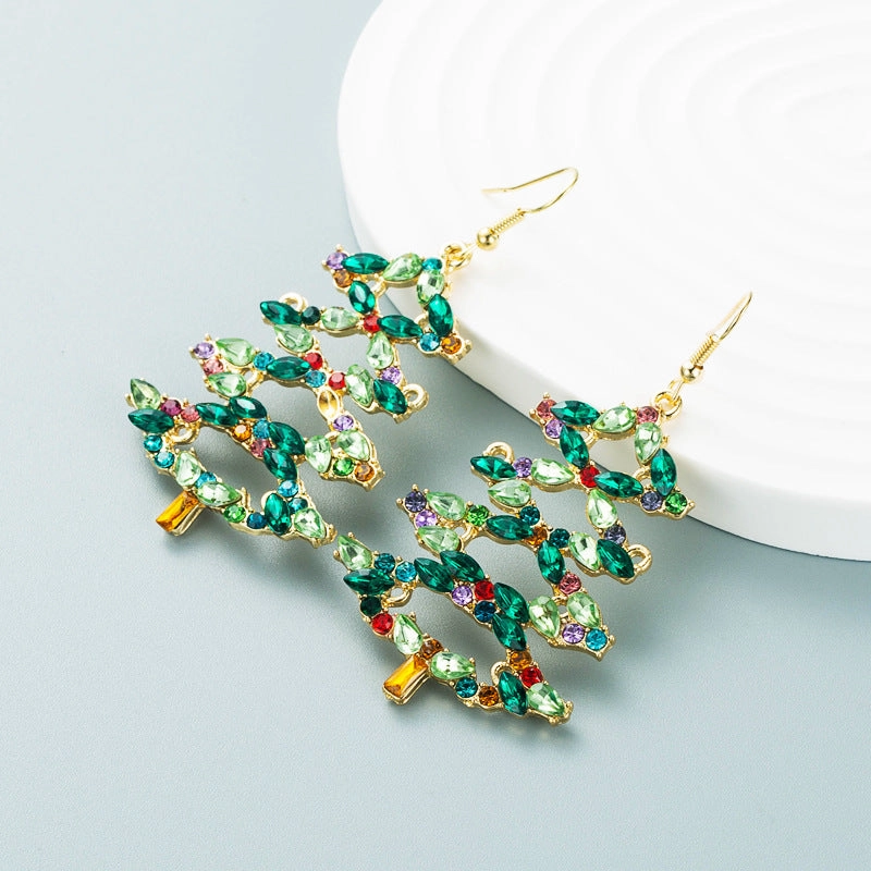 Wholesale Christmas Tree Alabaster Alloy Earrings
