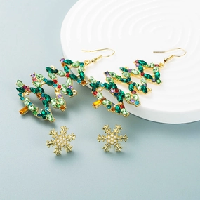 Wholesale Christmas Tree Alabaster Alloy Earrings