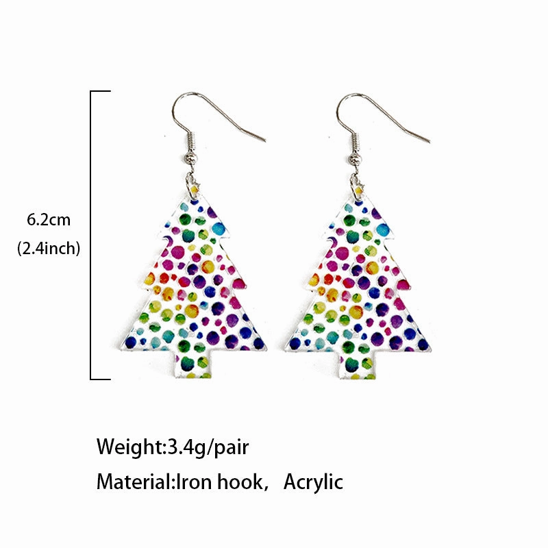 Wholesale Christmas Tree Black and Red Plaid Colorful Acrylic Earrings