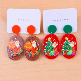 Wholesale Christmas Tree Cartoon Acrylic Earrings