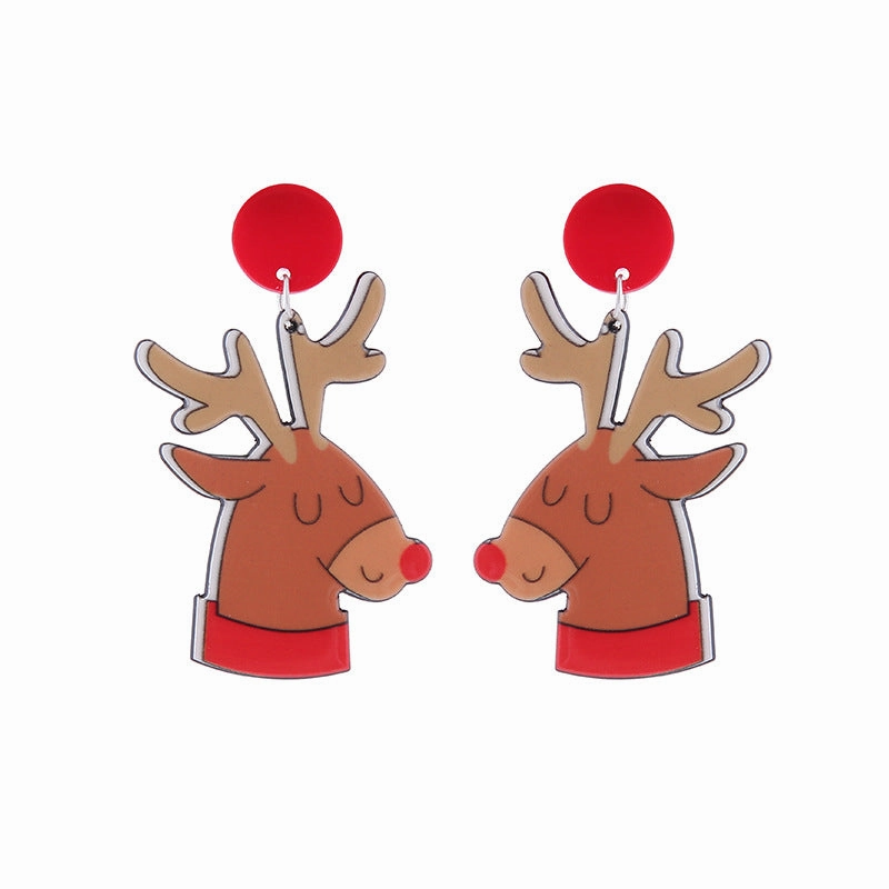 Wholesale Christmas Tree Cartoon Elk Acrylic Earrings