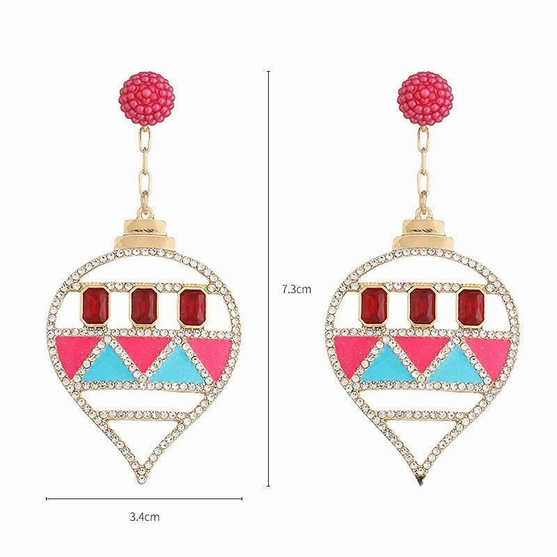 Wholesale Christmas Tree Diamond Copper Earrings