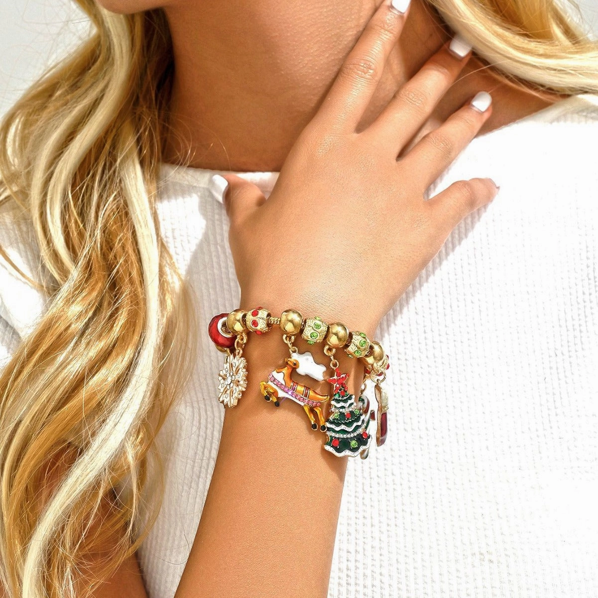 Wholesale Christmas Tree Elk Beaded Bracelets
