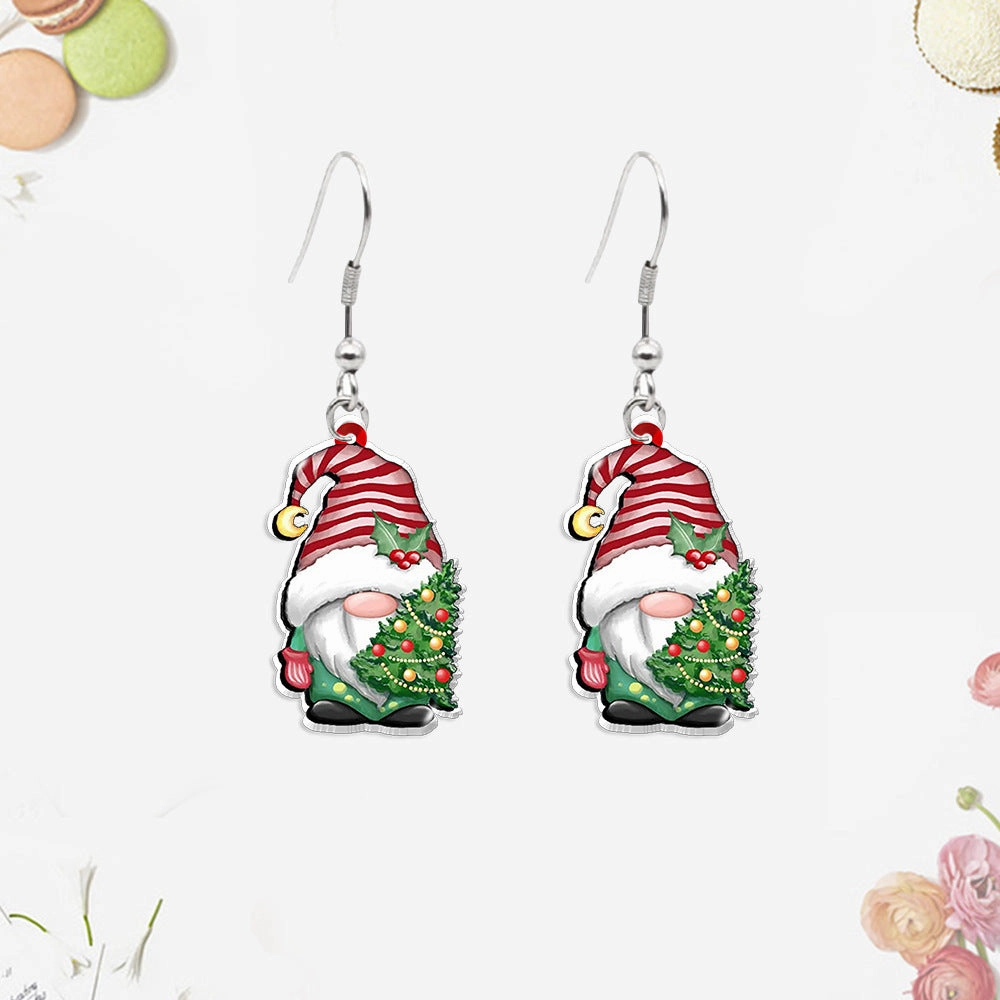 Wholesale Christmas Tree Gnome Acrylic Earrings