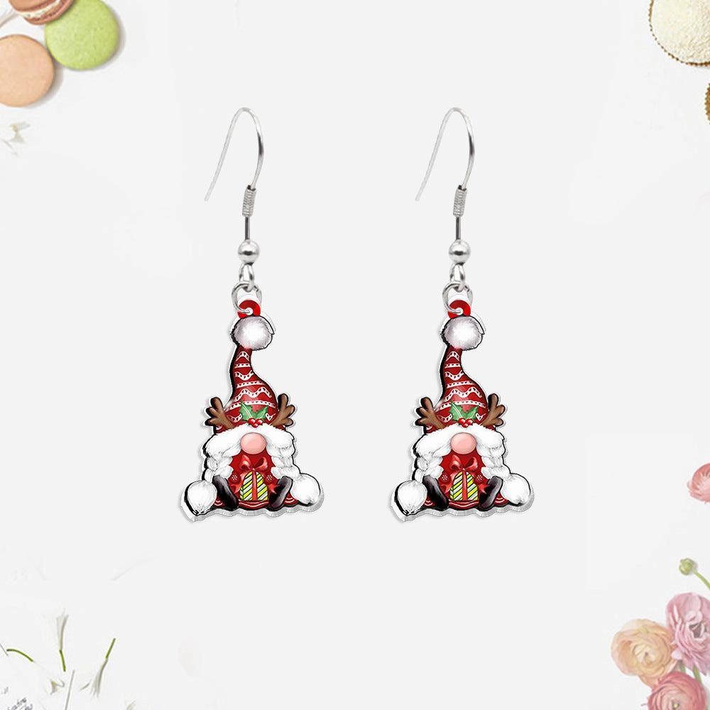 Wholesale Christmas Tree Gnome Acrylic Earrings
