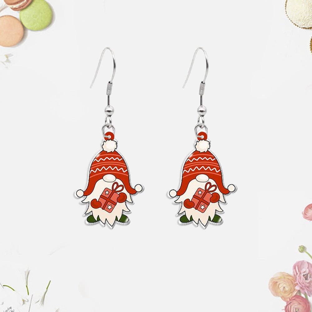Wholesale Christmas Tree Gnome Acrylic Earrings