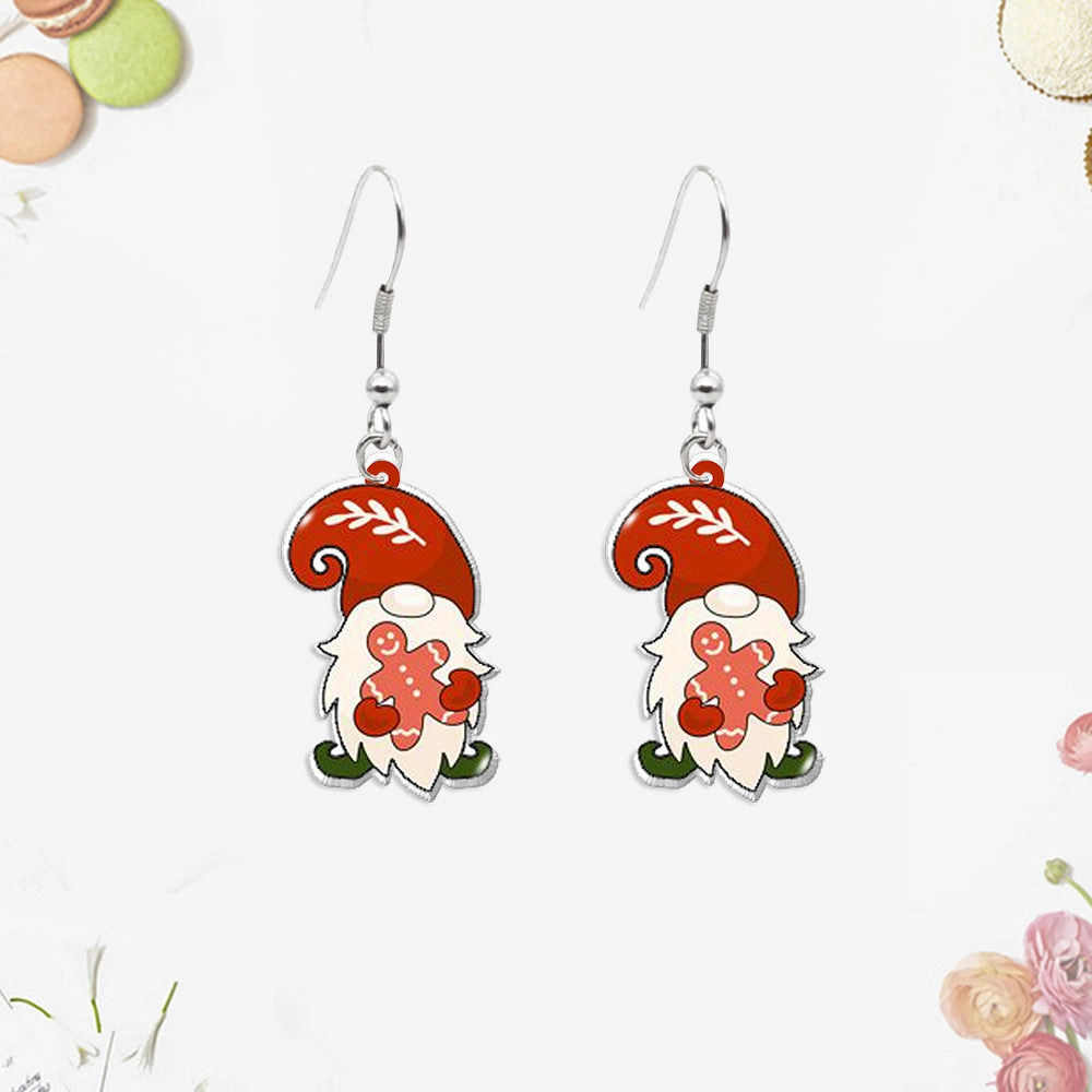 Wholesale Christmas Tree Gnome Acrylic Earrings