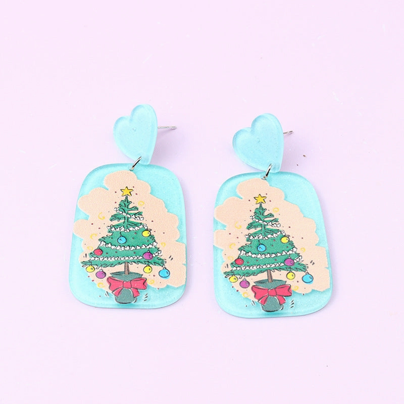 Wholesale Christmas Tree Santa Claus Snowman Acrylic Earrings