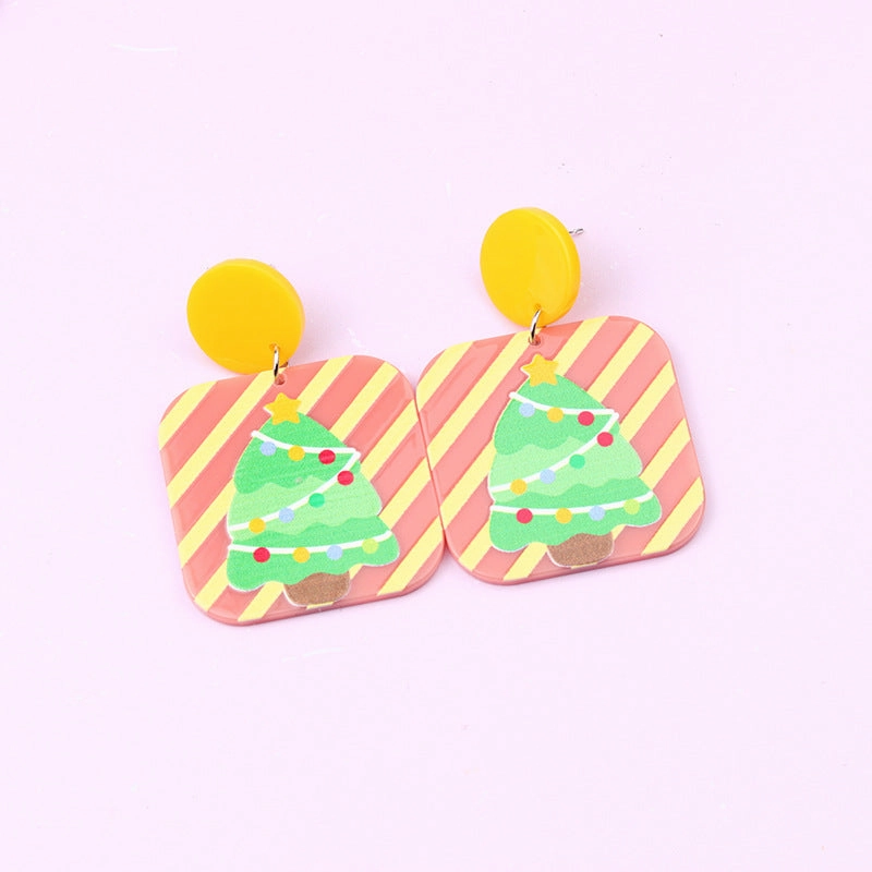 Wholesale Christmas Tree Santa Claus Snowman Acrylic Earrings