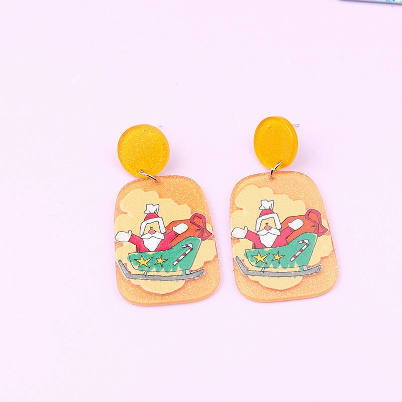 Wholesale Christmas Tree Santa Claus Snowman Acrylic Earrings