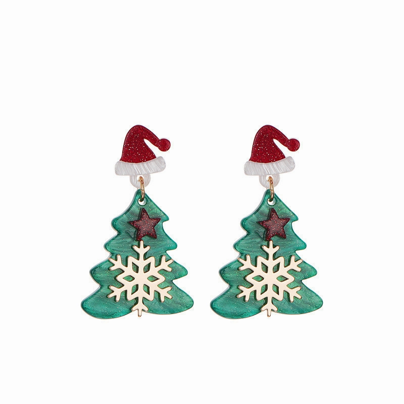 Wholesale Christmas Tree Snowflakes Christmas Hat Stars Acrylic Earrings