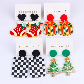 Wholesale Christmas Tree Socks Acrylic Earrings