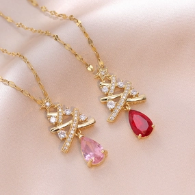 Wholesale Christmas Tree Tassel Fashion Water Drop Pendant Necklace