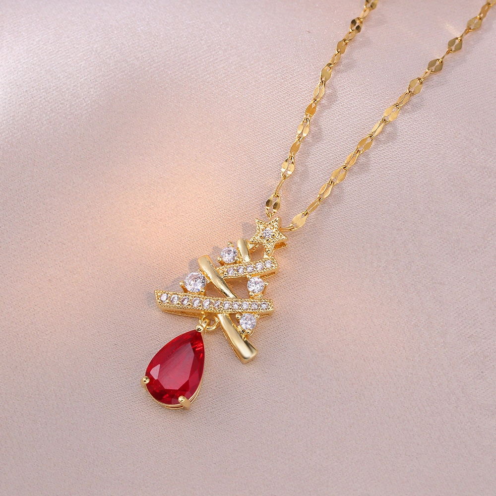 Wholesale Christmas Tree Tassel Fashion Water Drop Pendant Necklace