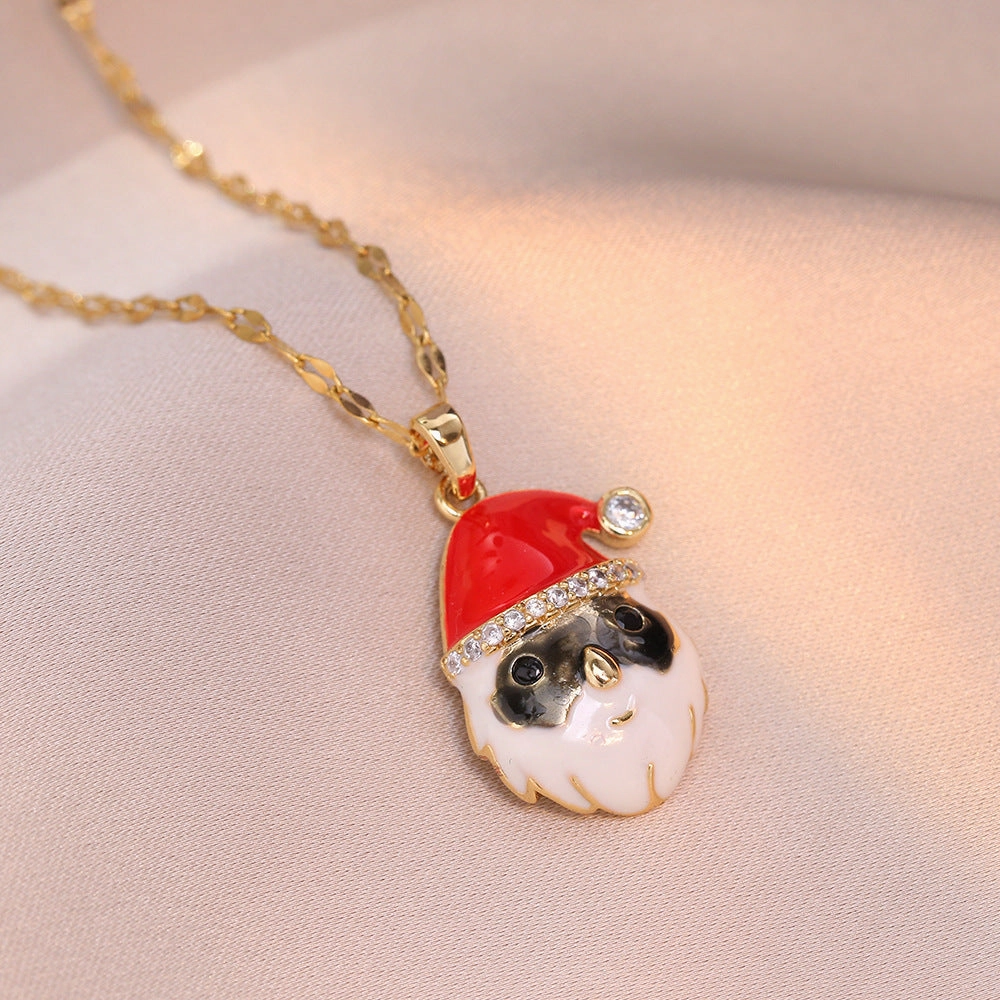 Wholesale Christmas Zircon Design Clavicle Necklace