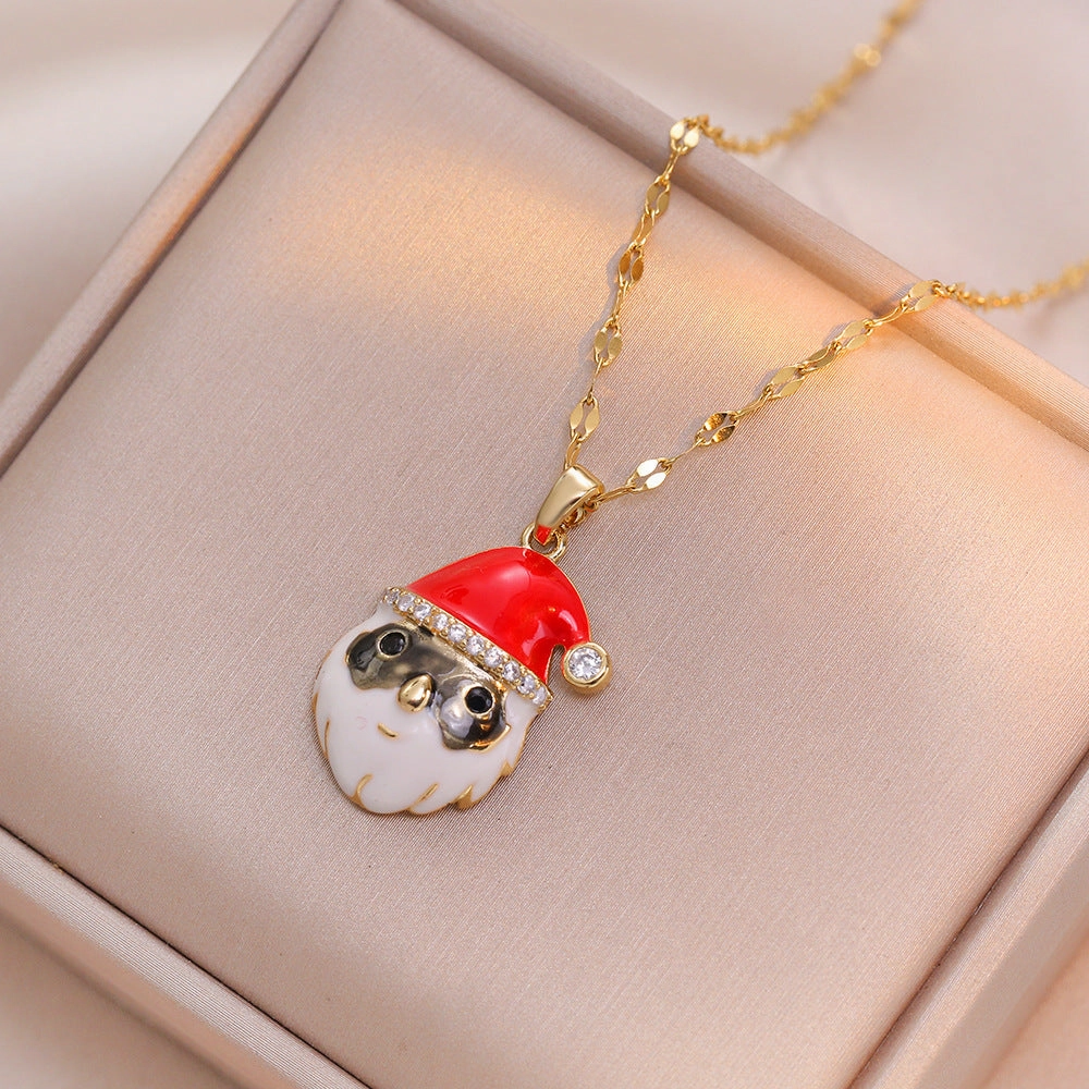 Wholesale Christmas Zircon Design Clavicle Necklace