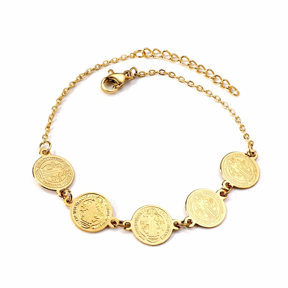 Wholesale Circle Steel Bead Portrait Titanium Steel Bracelet