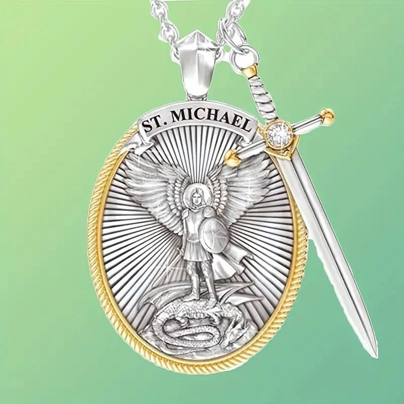 Wholesale Circular Shield Sword Alloy Necklaces
