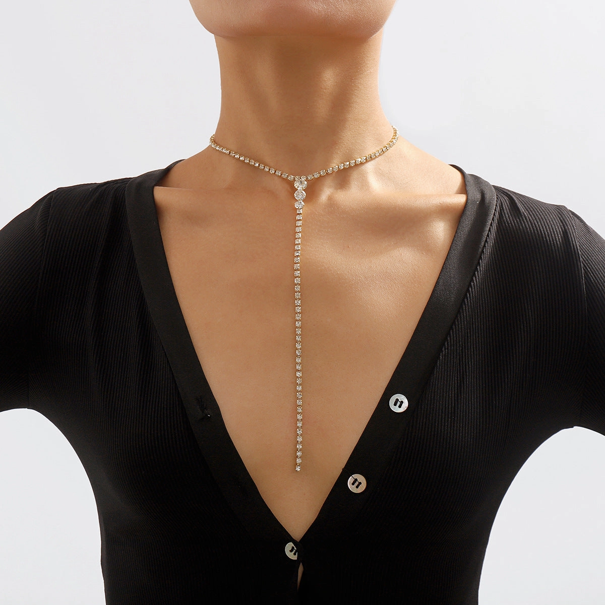 Wholesale Claw Chain Full Diamond Y-shaped Vintage Necklace