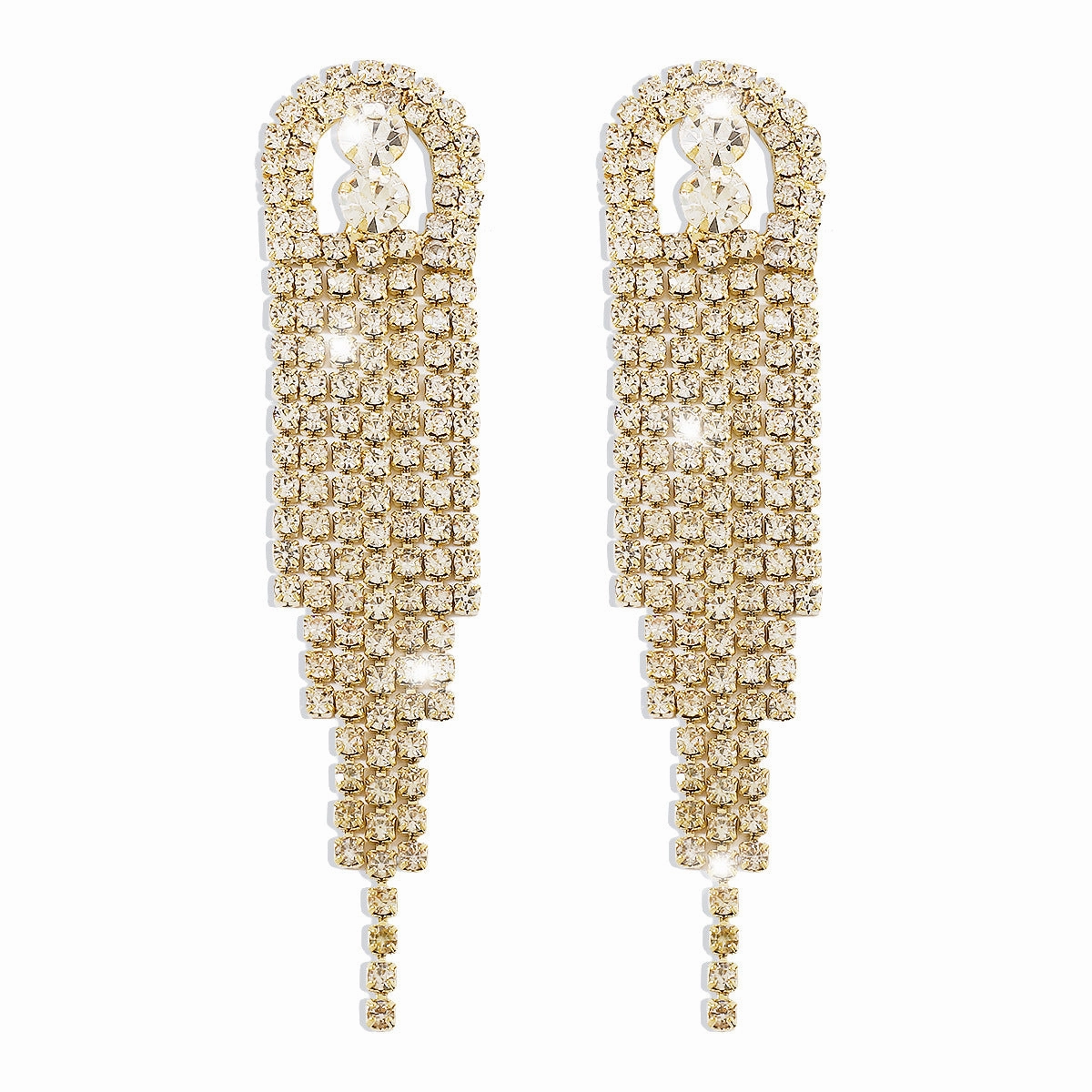 Wholesale Claw Chain Geometric Rhinestone Tassel Sparkling Earrings