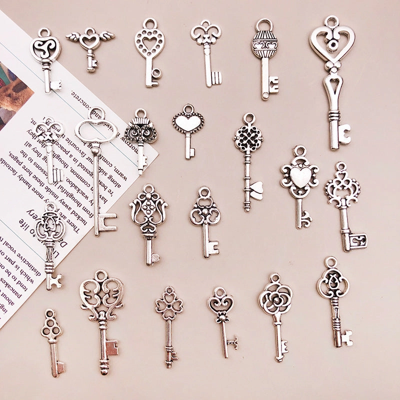 Wholesale Clover Love Small Key Alloy Handmade Beaded Necklace Bracelet Pendant