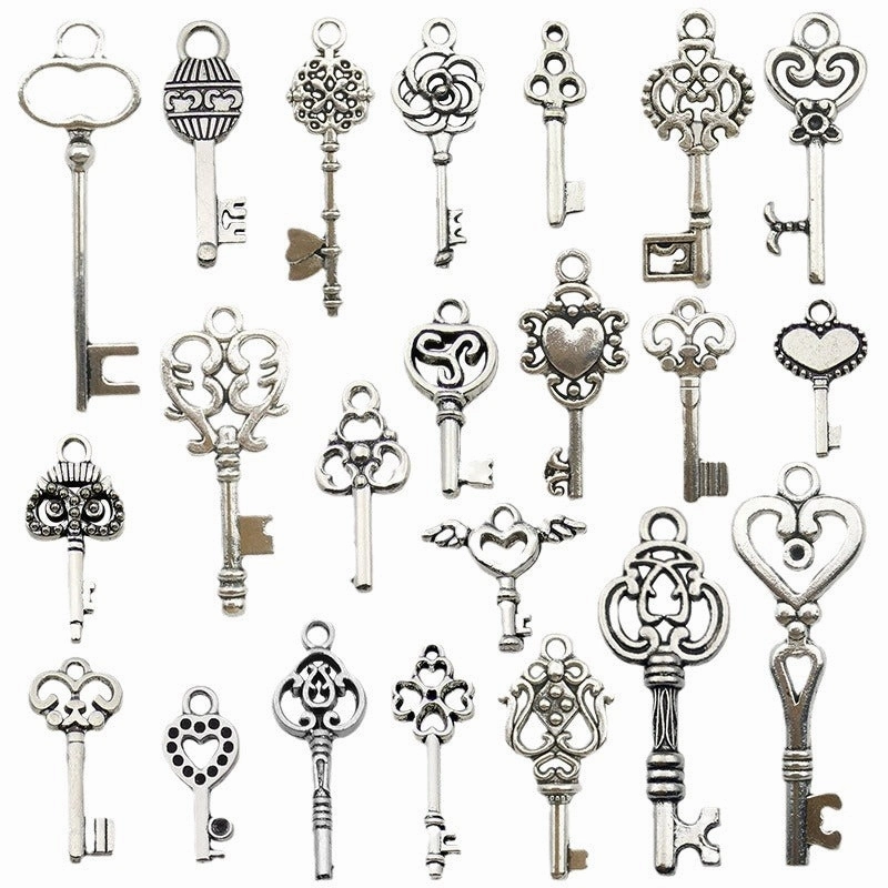 Wholesale Clover Love Small Key Alloy Handmade Beaded Necklace Bracelet Pendant