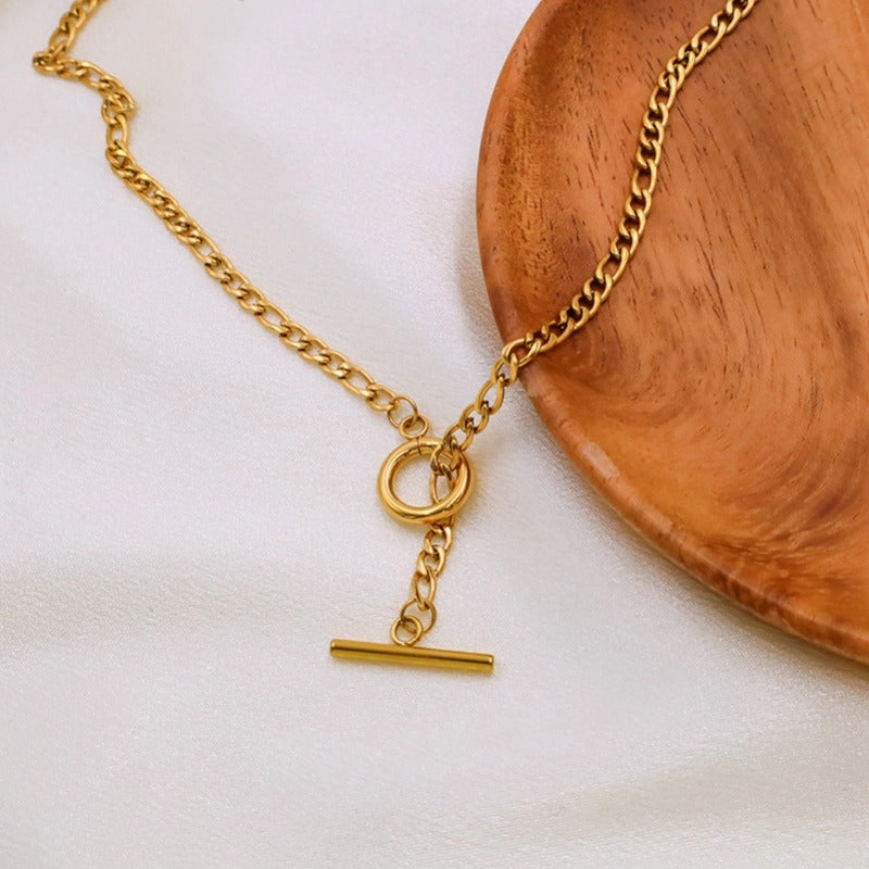 Wholesale Coarse Mineral Clavicle Neck Chain OT Buckle Design Cuban Chain Titanium Steel Necklaces