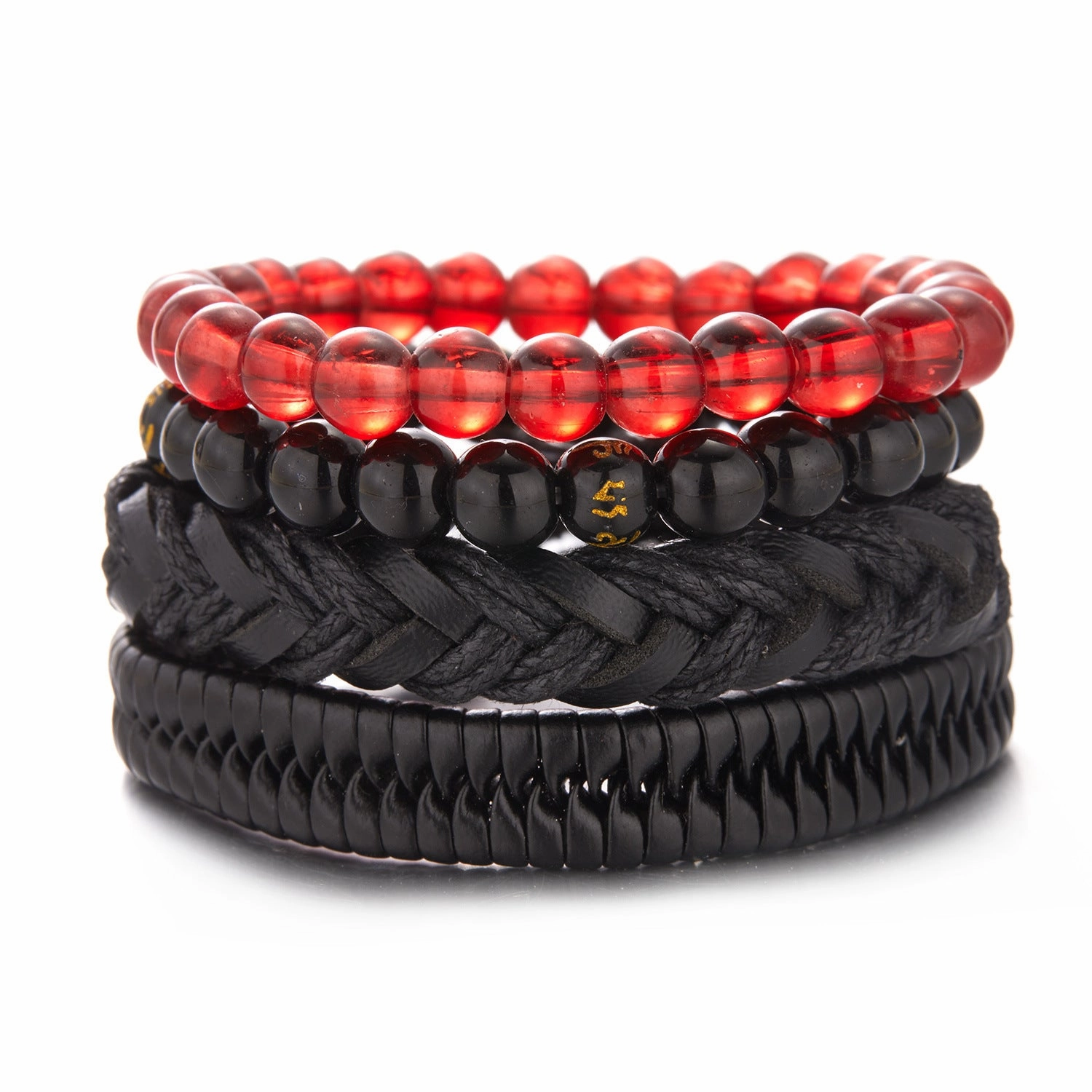 Wholesale Coconut Shell Wood Beads Braided Bracelet Leather Bracelet
