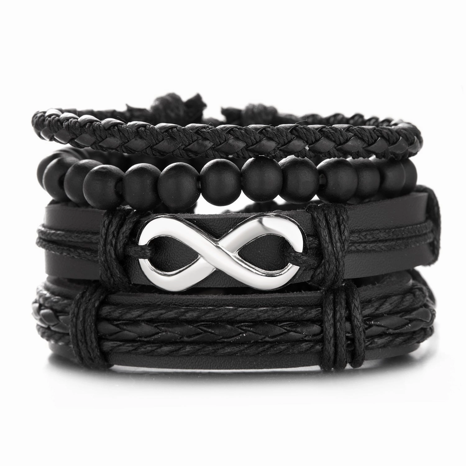 Wholesale Coconut Shell Wood Beads Braided Bracelet Leather Bracelet