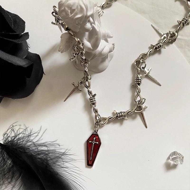 Wholesale Coffins Crosses Swords Thorns Alloy Necklaces