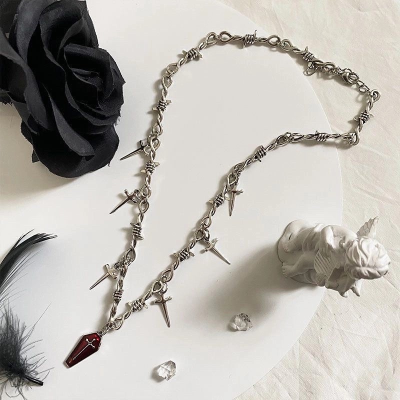 Wholesale Coffins Crosses Swords Thorns Alloy Necklaces