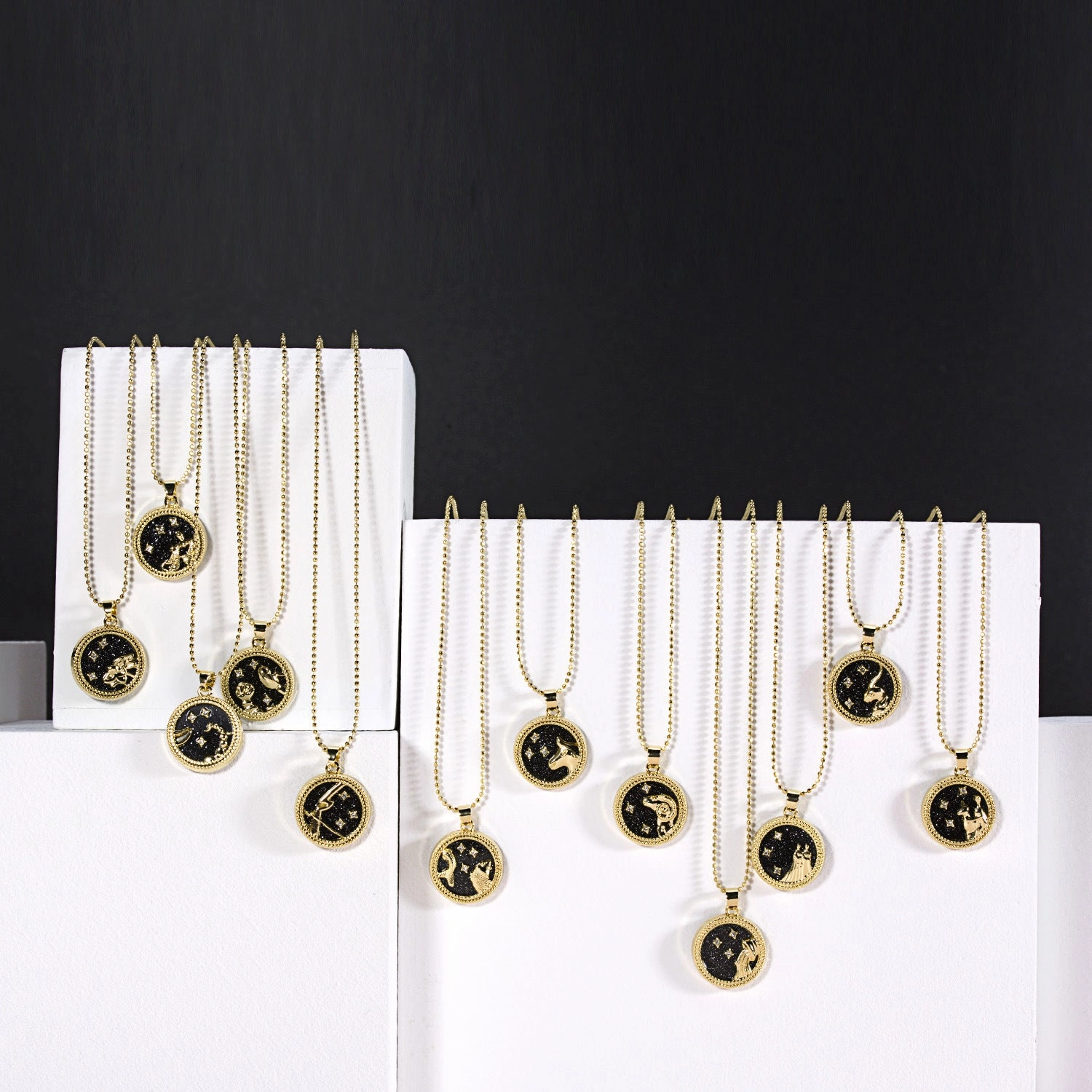 Wholesale Coin Gold Day and Night Twelve Constellations Alloy Clavicle Chain